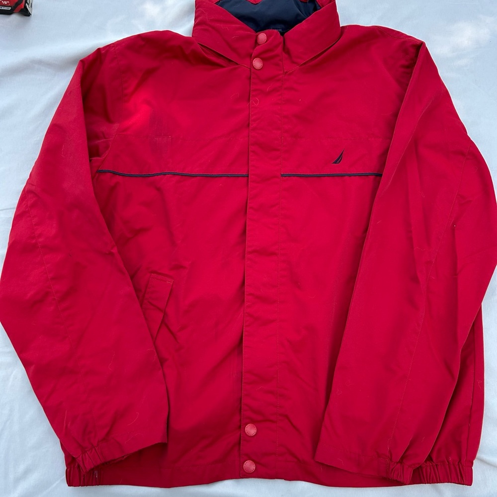 Nautica Red Windbreaker Jacket XL Nautical Style
